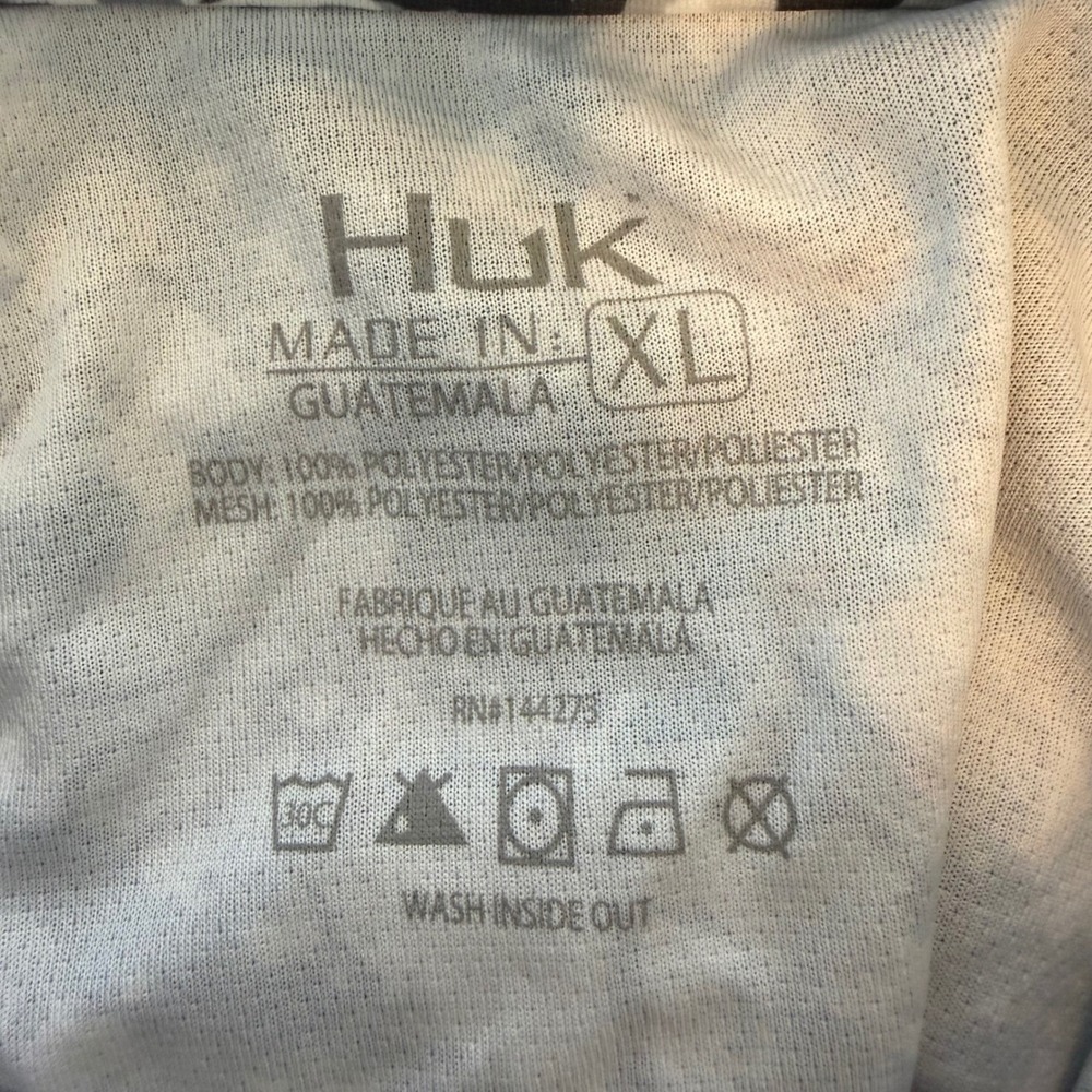 Huk Sun Shirt Mens XL Performance Fishing Hoodie Grey Camo Long Sleeve Mesh - Picture 2 of 12